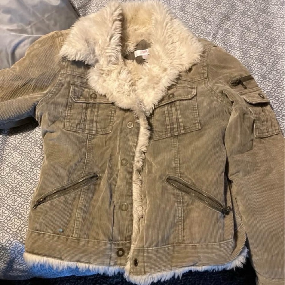Faux Fur Lined Corduroy Jacket